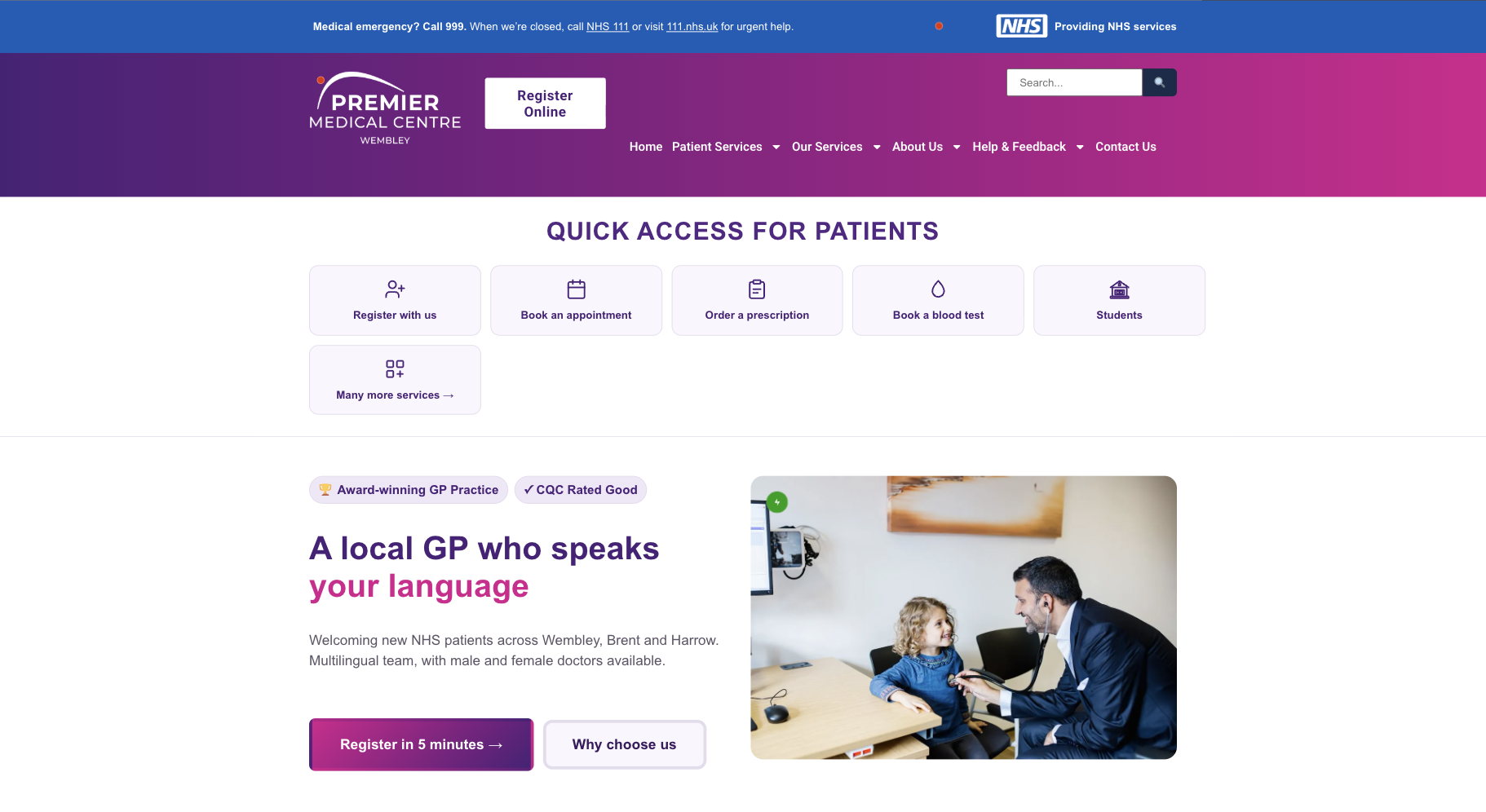Premier Medical Centre website screenshot